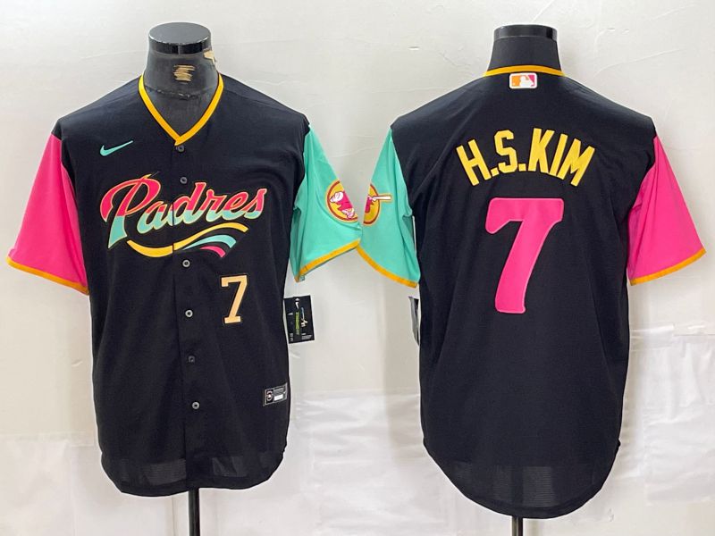 Men San Diego Padres #7 H.S.Kim Black City Edition 2024 Nike MLB Jersey style 1->san diego padres->MLB Jersey